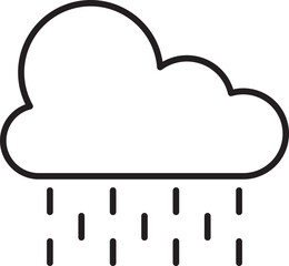 Rain cloud illustration with falling droplets line icon