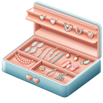 jewelry box open, pink and blue, accessories clip art preview