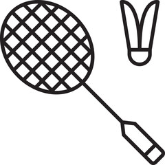 Badminton racket and shuttlecock illustration line icon