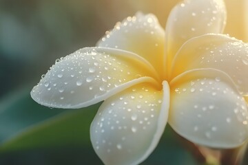 Fototapeta premium white flower with dew drops