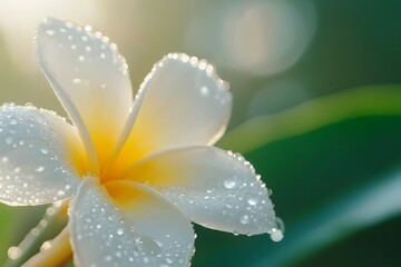 Fototapeta premium white flower with dew drops