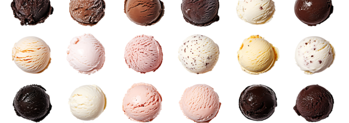  set of ice cream  ball  scoops  isolated on transparent background PNG,AI GENERATED