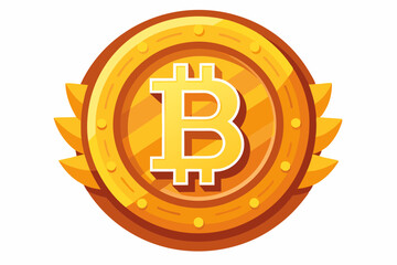Golden Bitcoin Coin With Decorative Elements, Digital Currency, Cryptocurrency, Blockchain Technology, Virtual Economy, Investment, Financial Market, Online Transactions, Modern Finance, Futuristic Co