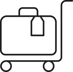 Luggage on a trolley line icon