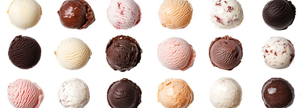  set of ice cream  ball  scoops  isolated on transparent background.PNG.AI GENERATED