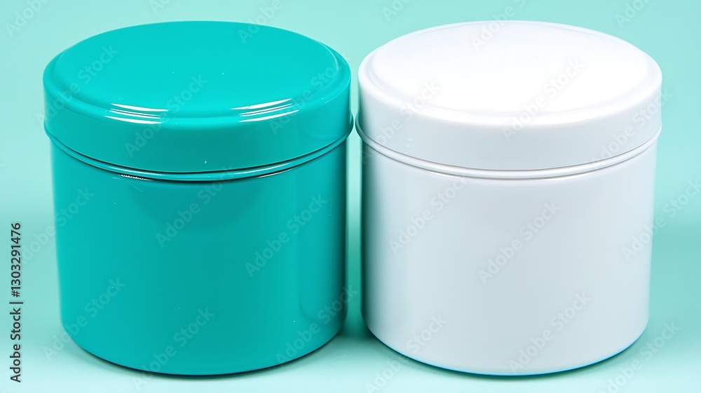Poster colorful round containers on a soft background for storage and organizing essentials