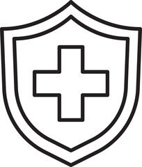 Fototapeta premium Health shield symbol with cross design line icon