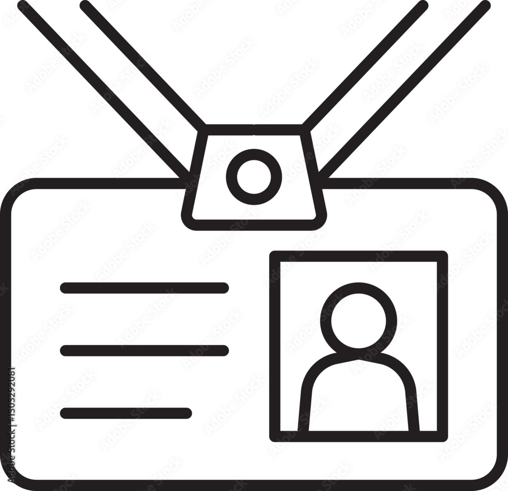 Poster id badge with photo and text fields line icon