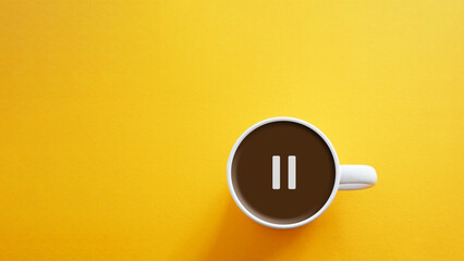 A break from work or little rest are shown by cup of coffee and a pause icon. Take a break