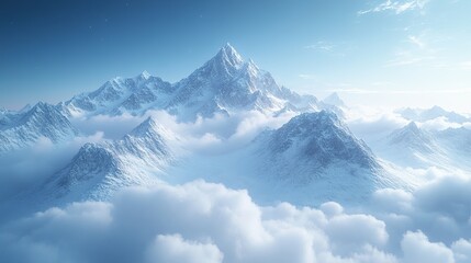 Fototapeta premium mountains and clouds 3d render illustration