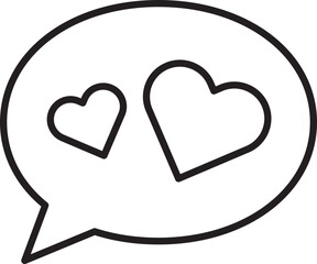 Speech bubble with hearts inside line icon