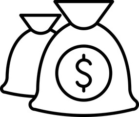 Money bags icon illustration line icon