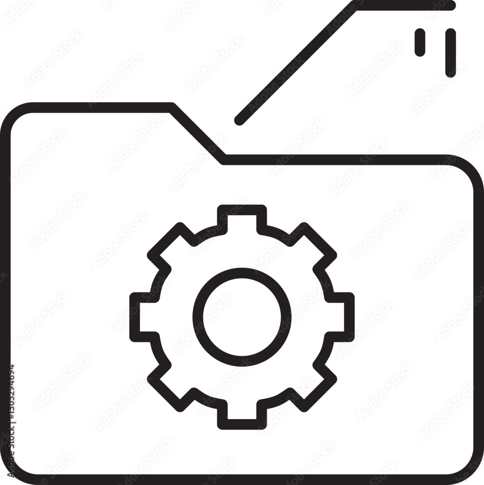 Poster folder with settings icon line icon