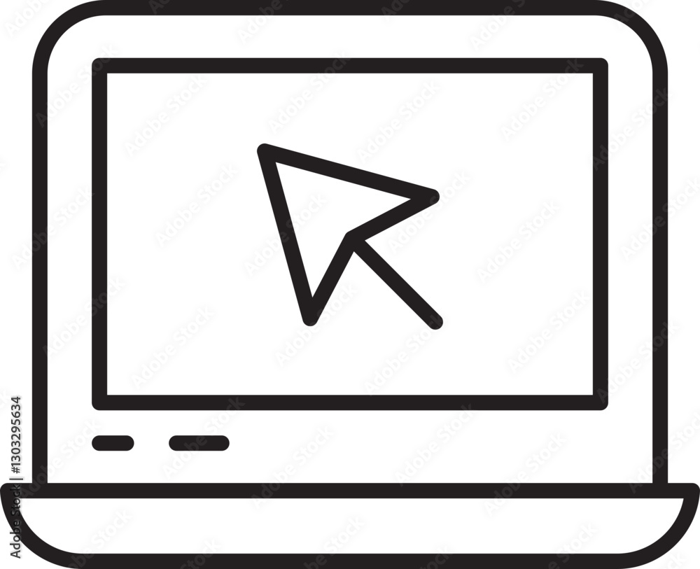 Poster computer screen with cursor icon line icon