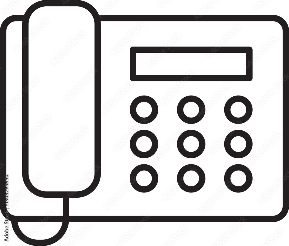 Poster classic telephone with numeric keypad design line icon