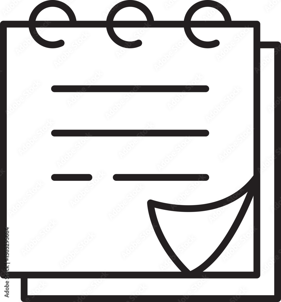 Poster notepad with spiral binding and notes attached line icon