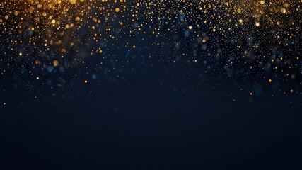  abstract background with Dark blue and gold particle. Christmas Golden light shine particles bokeh on navy blue background. Gold foil texture. Holiday concept