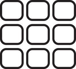 Grid of rounded rectangles in a square layout line icon