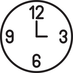 Simple clock illustration with hour markers line icon