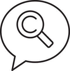 Search icon in speech bubble design line icon