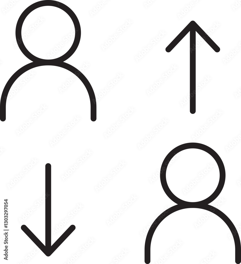 Poster user interface symbols for profile actions line icon