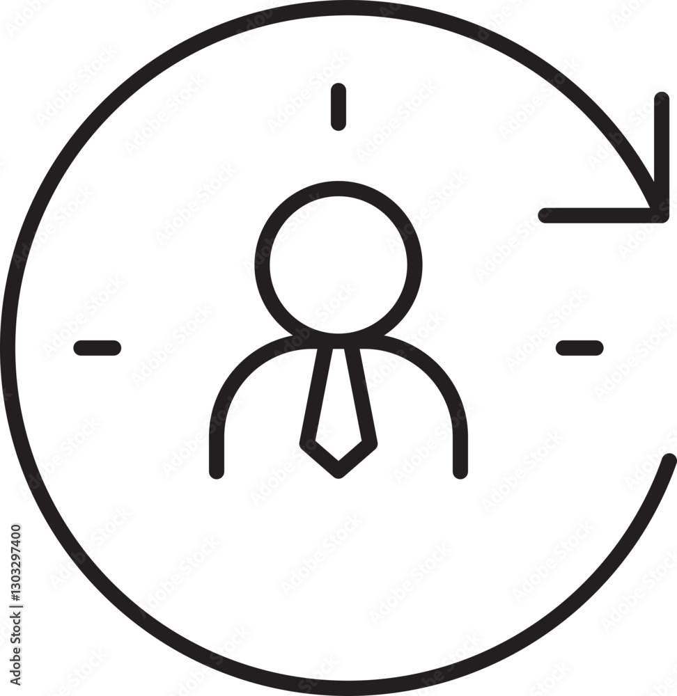 Poster business person with a clock symbolizing time m... line icon