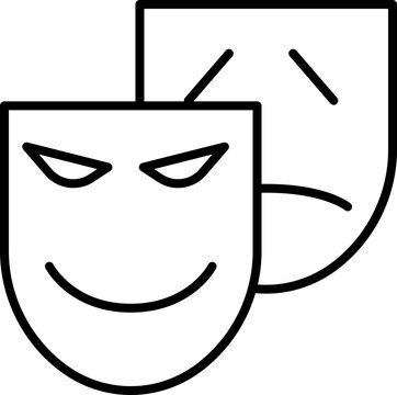 recommend clip art: Theater masks symbolizing drama and emotion line icon