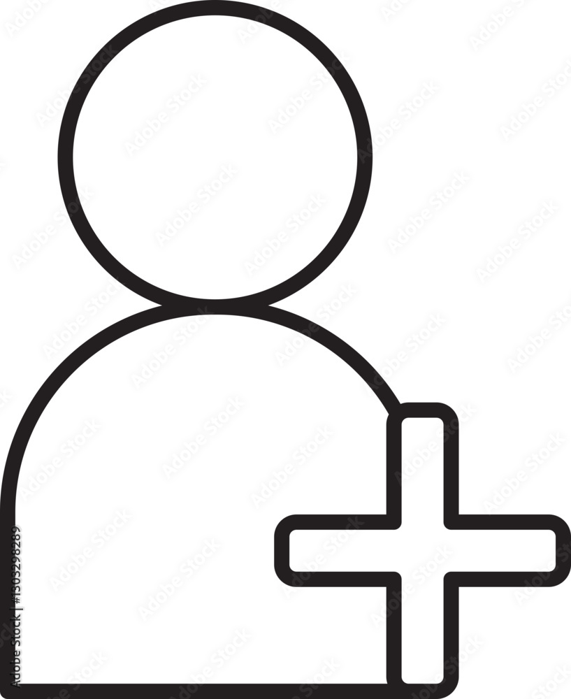 Poster user icon with plus sign for adding connections icon
