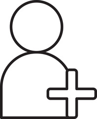 User icon with plus sign for adding connections icon