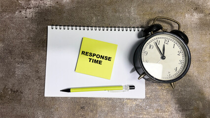 Concept of Response Time write on sticky notes isolated on Wooden Table.