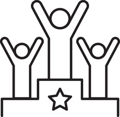 Celebrating victory with raised hands icon