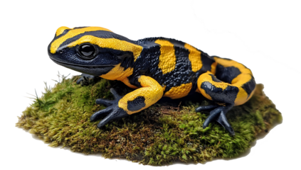  yellow and black salamander poison arrow frog isolated on white background Generative AI.