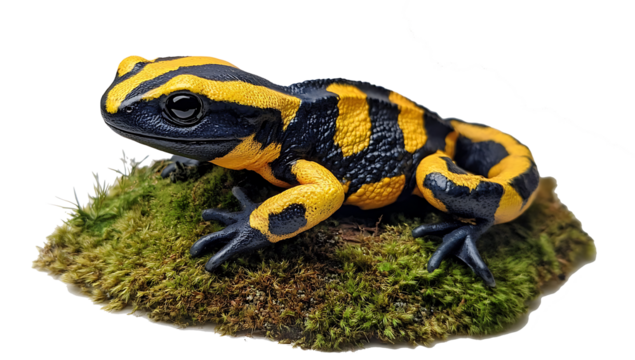  yellow and black salamander poison arrow frog isolated on white background Generative AI.