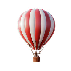 Fototapeta premium Vibrant 3D Hot Air Balloon with Red and White Stripes Transparent PNG,