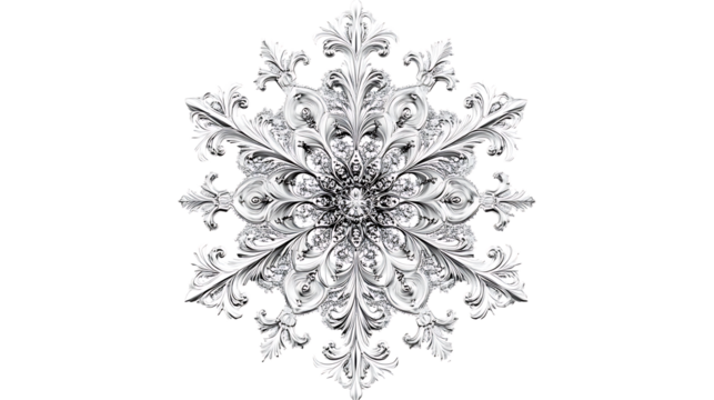 Ornate snowflake design, winter holiday symbol.