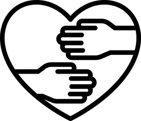 Hands forming a heart symbol line icon