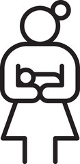 Mother holding baby illustration line icon