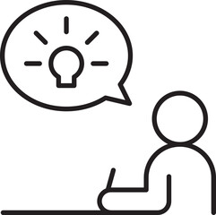 Person thinking with idea bubble illustration line icon