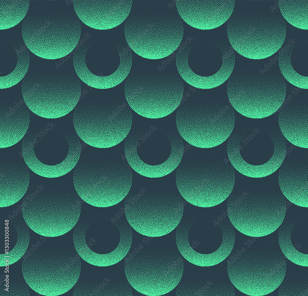 Poster circles cool seamless pattern dot work vector turquoise abstract background. circle grid halftone ar