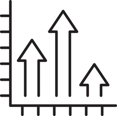 Growth chart illustration with arrows pointing up line icon