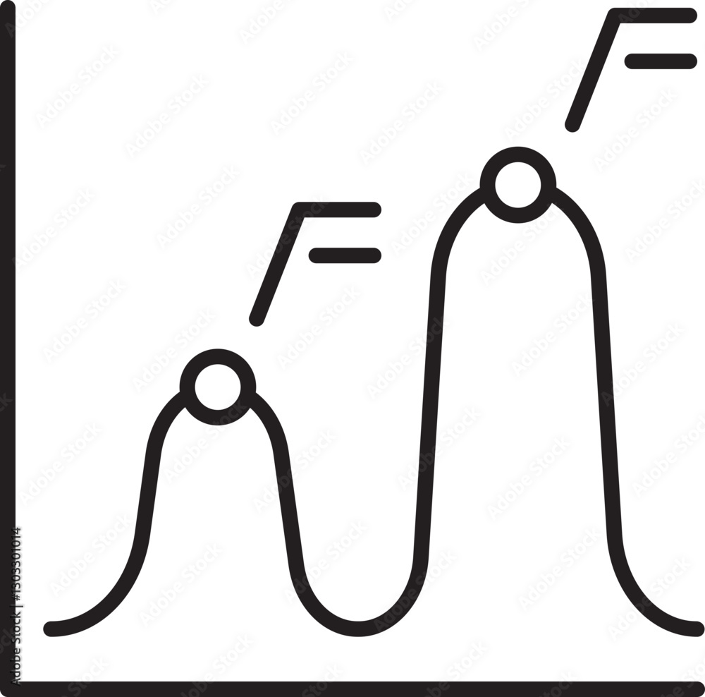 Poster graph with fluctuations and peaks line icon