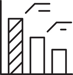 Bar chart with varying heights and patterns line icon