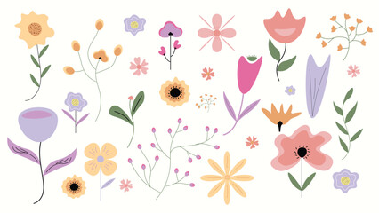 Beautiful hand-drawn floral pattern with pastel flowers and leaves, perfect for backgrounds, wallpapers, and decorative designs. Minimalist, aesthetic, and high-resolution.