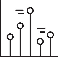 Bar graph with circular data points line icon