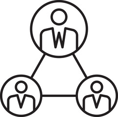 Network diagram with connected figures line icon