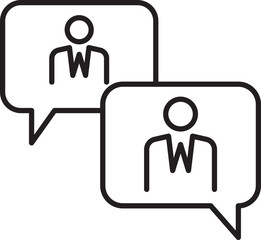 Communication symbols with people outlines line icon