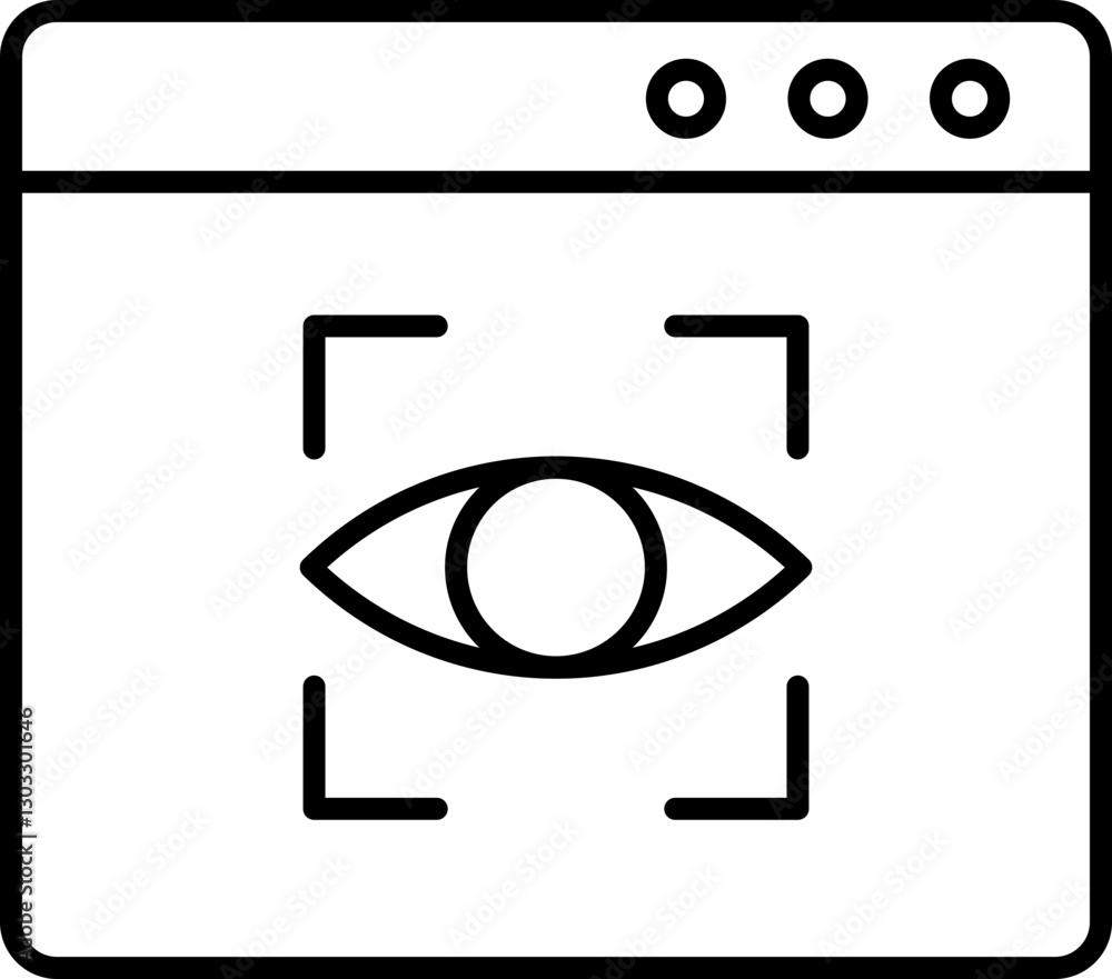 Poster eye symbol in a browser window frame line icon