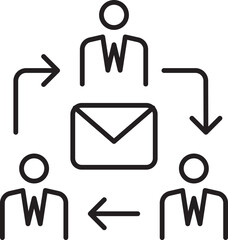 Communication flow with multiple recipients line icon