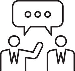 Dialogue between two business people line icon