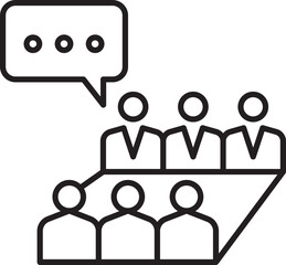 Discussion among a group of people line icon